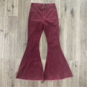 L&B corduroy jeans womens size 4 high rise flare western maroon pants